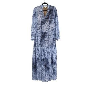 Michael Michael Kors Blue Wave Print Georgette Caftan Maxi Dress XS Cruisewear